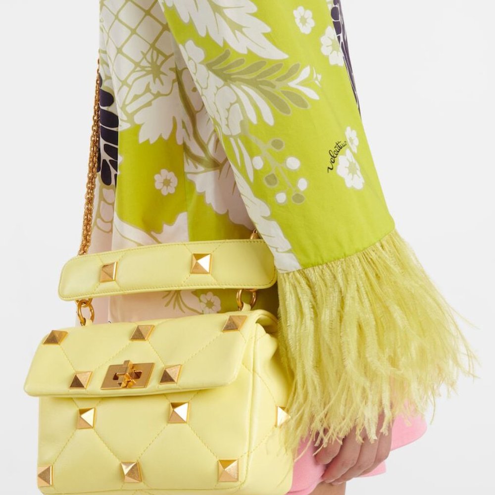 Valentino Roman Stud Medium Bag - Lime Sorbet